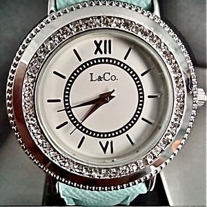 L&CO White Dial Crystal Bezel Ladies Watch -NWOT